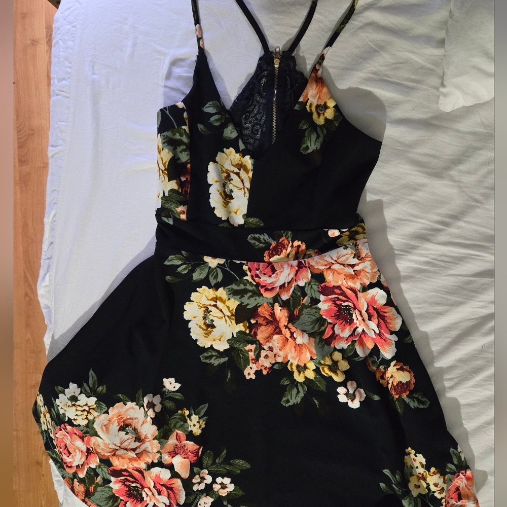 Floral Navy Blue Dress Size S Used